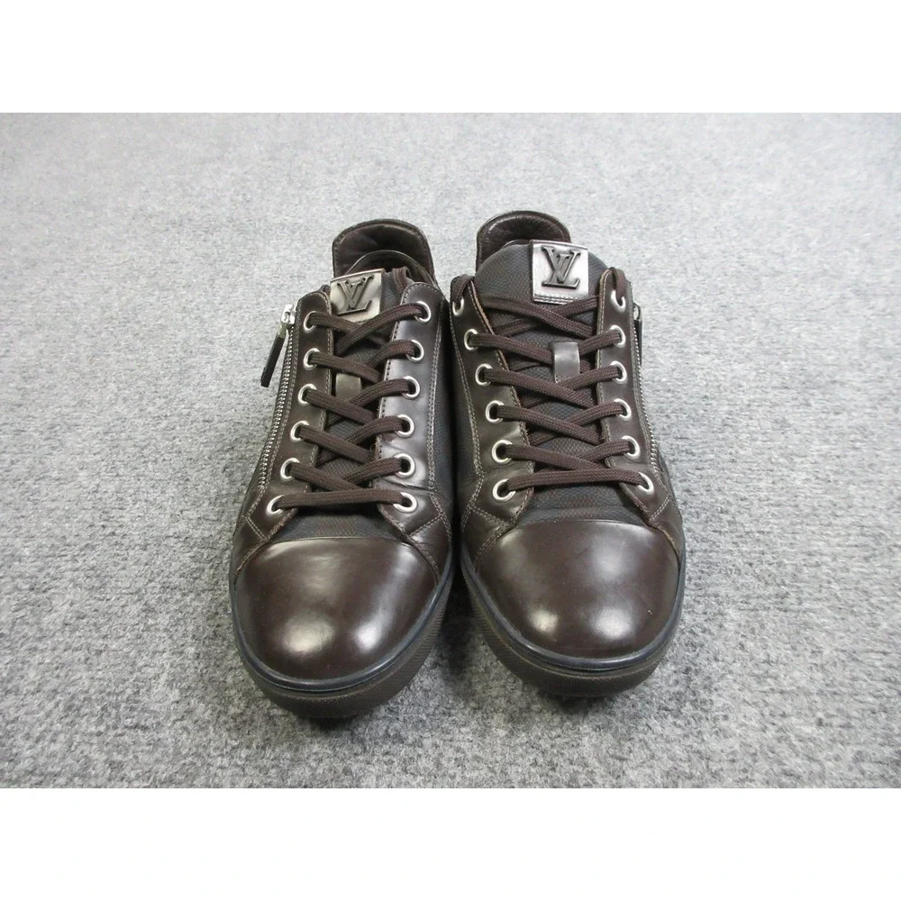 Louis Vuitton Shoes Mens Size 7.5 Damier Canvas Low Top Leather‎ Sneaker Zip